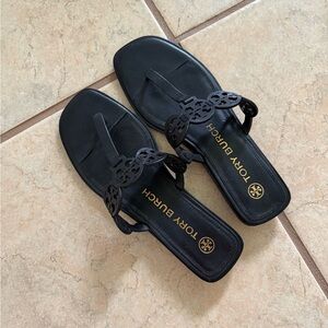 Tory Burch Black Sandals with Braided Detail